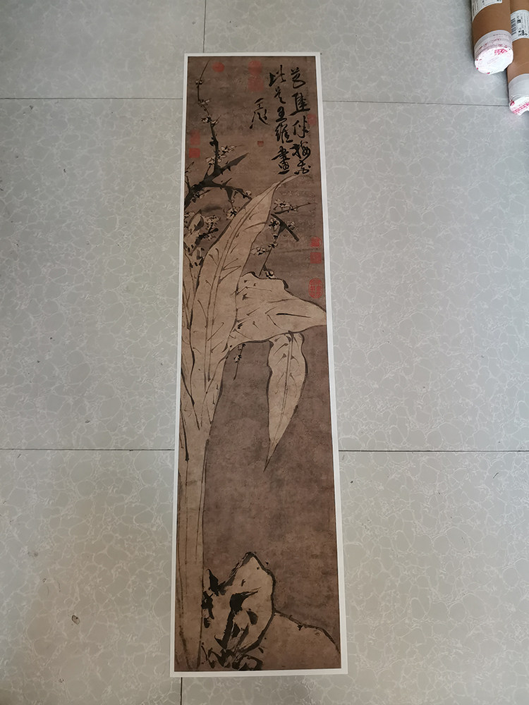 徐渭梅花蕉叶图艺术微喷宣纸画心复制画仿古画原大高清画稿