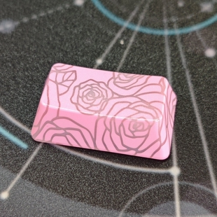 粉色玫瑰1.75u右Shift键帽增补图案透光IMD磁轴机械键帽无刻通用