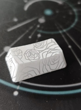 白色玫瑰1.75u右Shift键帽增补图案透光IMD磁轴机械键帽无刻通用