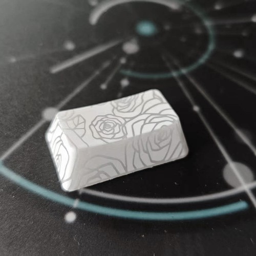白色玫瑰1.75u右Shift键帽增补图案透光IMD磁轴机械键帽无刻通用