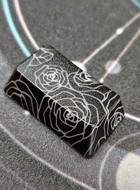 黑色玫瑰1.75u右Shift键帽增补图案透光IMD磁轴机械键帽无刻通用