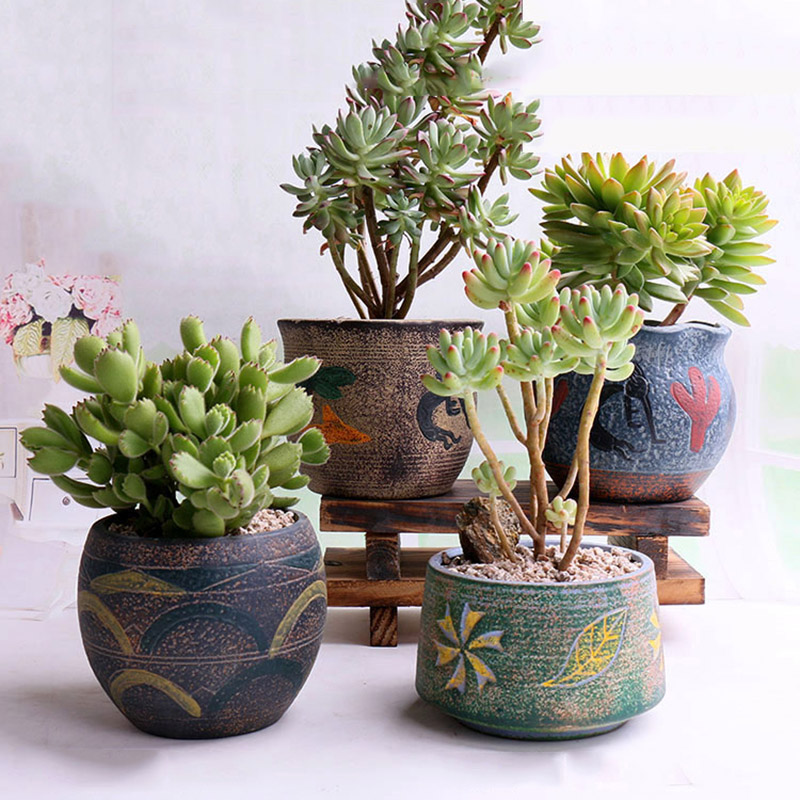 地中海多肉花盆家用阳台红陶大口径陶盆陶土创意粗陶大小陶瓷盆