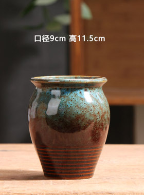 孔雀蓝色小号老桩多肉花盆陶瓷特价简约家用阳台陶土粗陶陶盆清仓