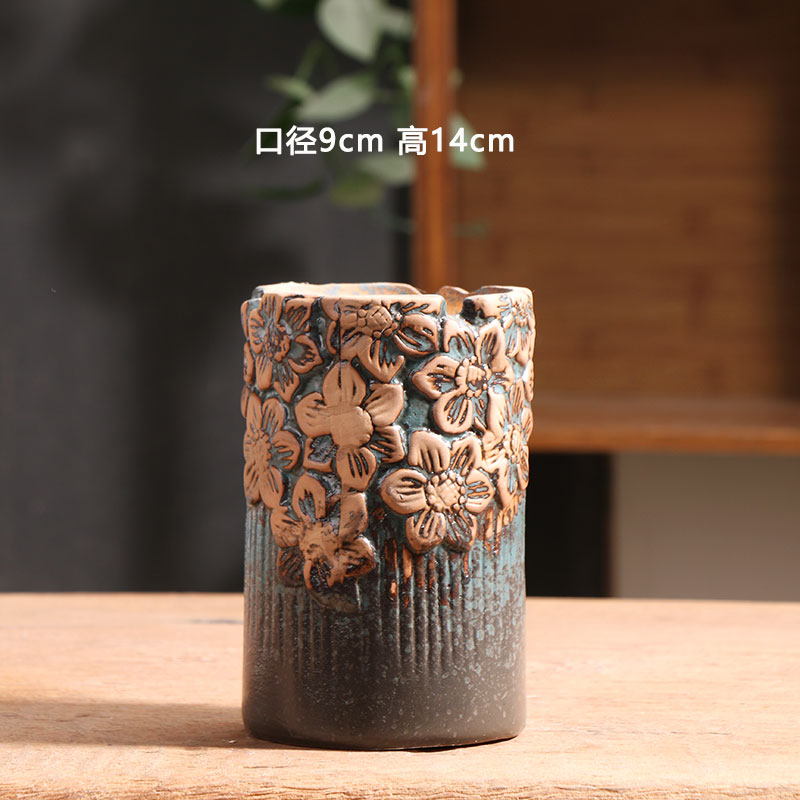 墨古满花小号老桩多肉花盆陶瓷特价简约家用阳台陶土粗陶陶盆清仓
