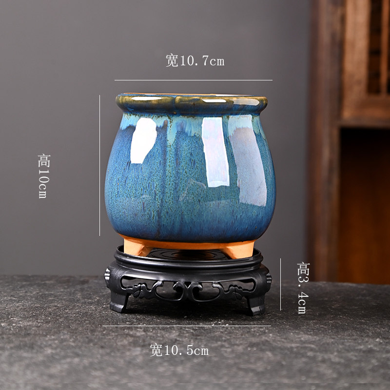 六月雪绿植盆景陶瓷阳台托盘家用粗陶多肉花盆小号控根型陶盆清仓