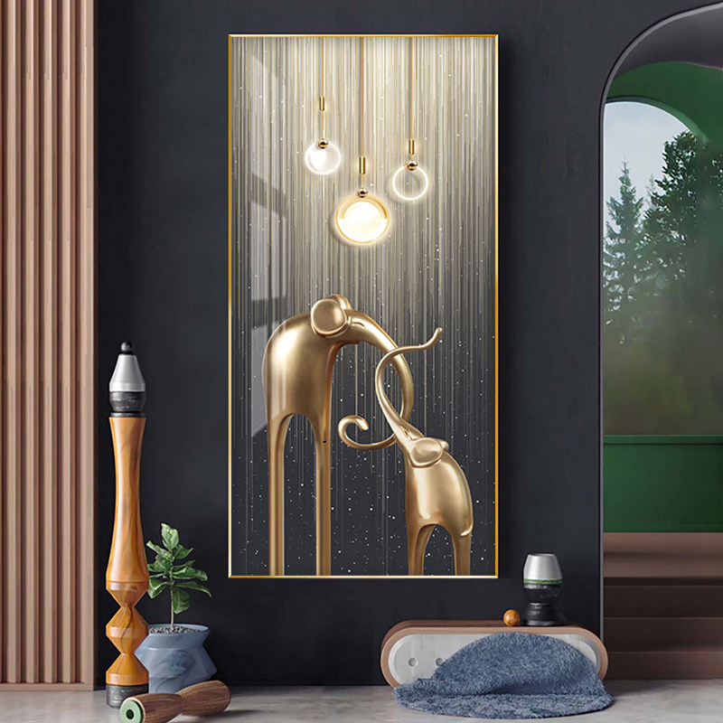 客厅大尺寸装饰画现代轻奢大气玄关挂画过道竖版走廊尽头落地画