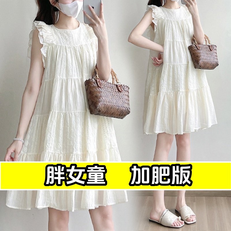 胖女童公主裙夏季加肥加大中大童宽松洋气无袖连衣裙儿童甜美裙子