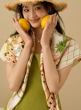 WUYYOU原创云上之地春夏女双面印花斜纹绸大方巾桑蚕丝披肩送妈妈