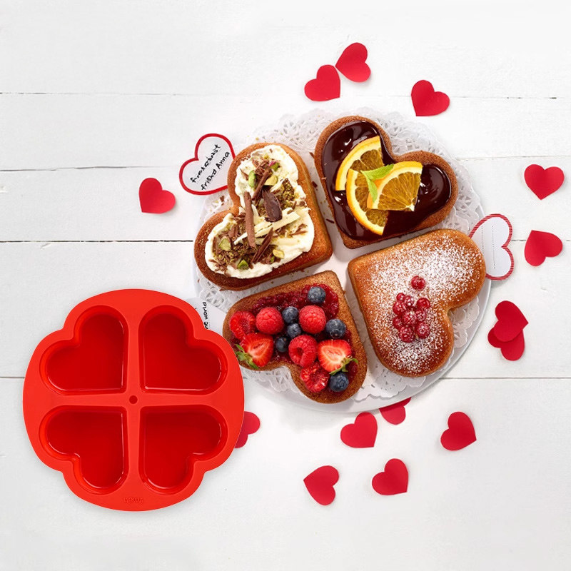 爱心形不沾铂金硅胶蛋糕模乐葵