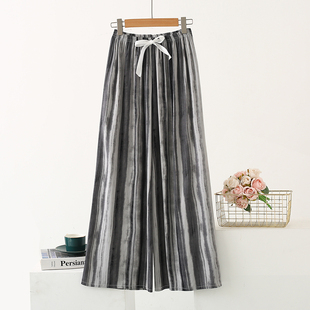 夏时家丨人造棉印花阔腿裤女休闲九分裤可外穿绵绸家居裤睡裤女