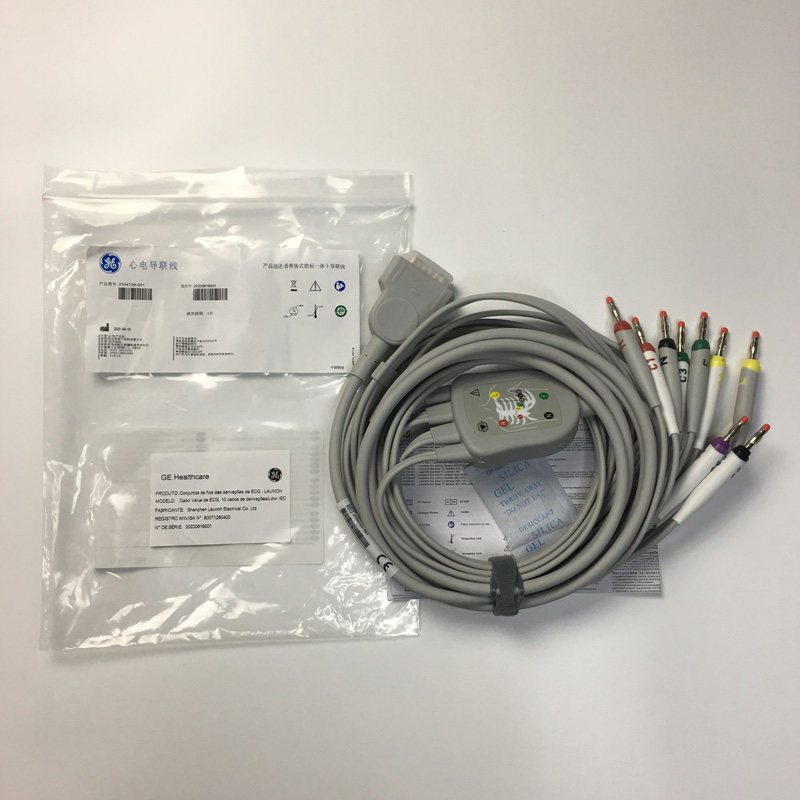 GE原装心电图机一体12导联线MAC系列欧标2104726-001 2029890-001