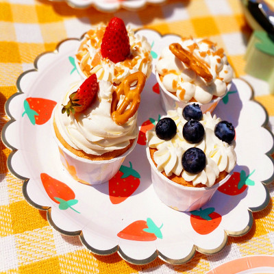 派对纸盘一次性盘子生日蛋糕纸盘碟子甜品点心盘烧烤盘黄色柠檬盘