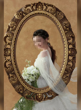 欧式复古椭圆油画框拍照相框摄影道具画框相框婚庆婚礼布置装饰框