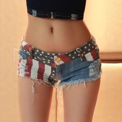 欧美复古超短裤美式超辣低腰牛仔短裤夜店dj跳舞辣妹性感热裤露臀