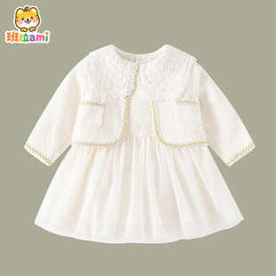 小香风女宝宝周岁party小礼服白色纱裙女童生日公主裙婴儿连衣裙