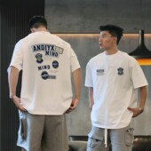 t恤男青年夏季 痞帅重磅纯棉短袖 潮牌圆领上衣印花 300斤美式 特大码