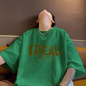 t恤ins潮牌潮流夏季 100%纯棉重磅200 男装 宽松大码 上衣 300斤短袖