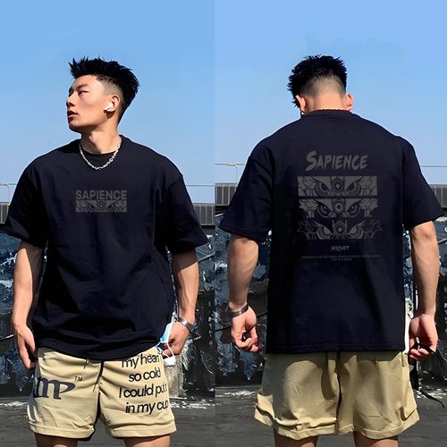 加肥加大码300斤重磅纯棉短袖男T恤夏季美式复古潮牌宽松半袖上衣
