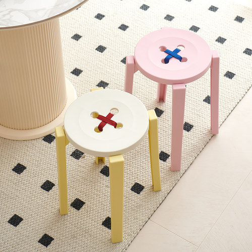 塑料凳子加厚家用餐椅餐桌凳现代简约可叠放久坐舒服椅子圆凳板凳