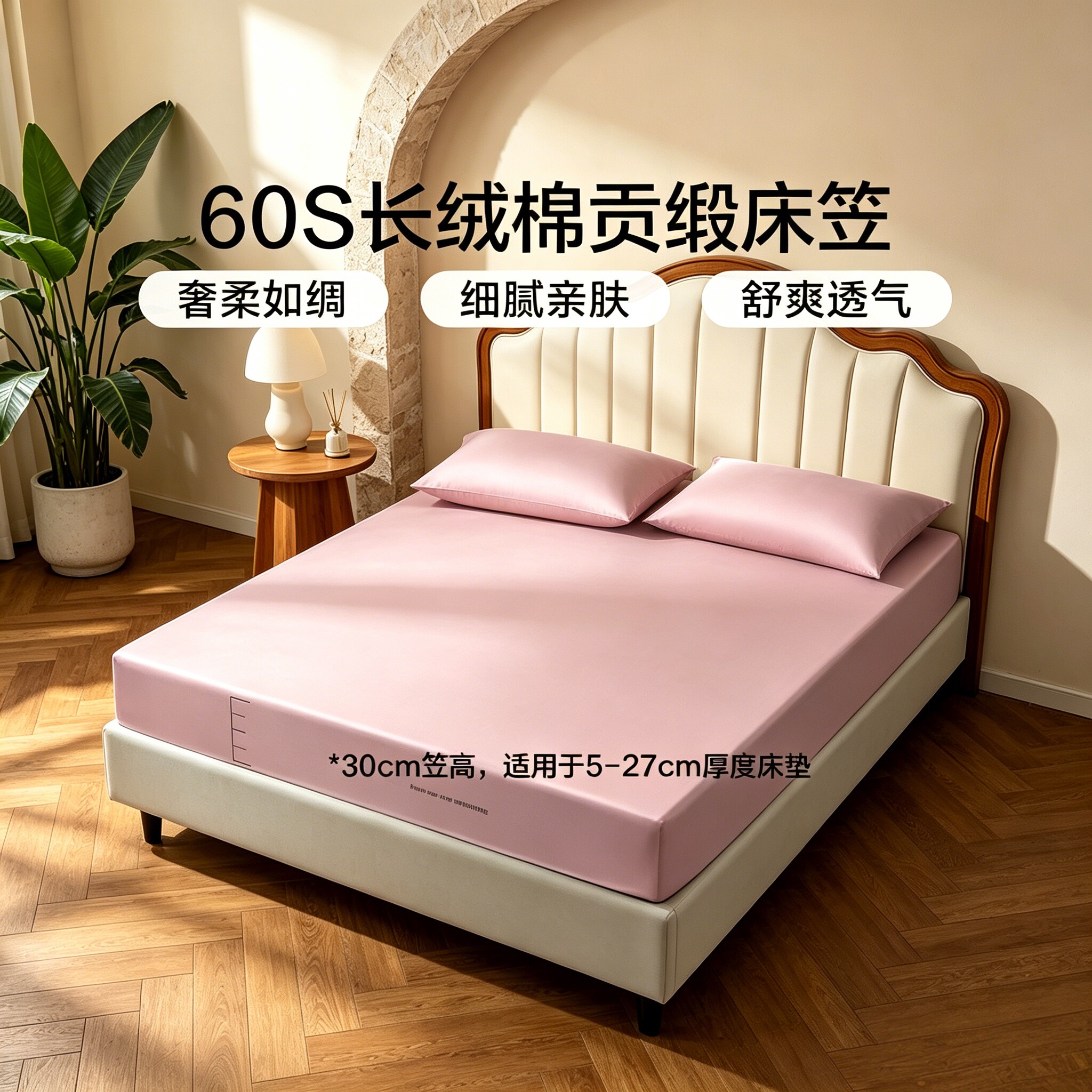富安娜出品馨而乐纯棉床笠单件图片
