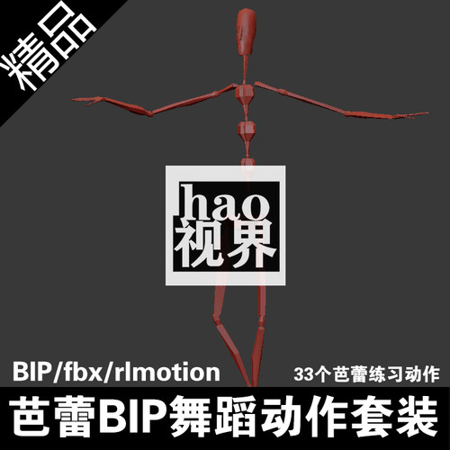 BIP芭蕾舞蹈全套练习动作FBX格式骨骼37秒动画iclone