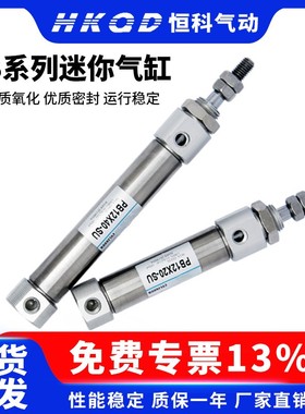 PB小型不锈钢迷你气缸PB10/12/16-10-50-70-100-150-200平尾系列