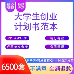 大学生创新创业计划书模板范文ppt商业策划项目科技青春word范本