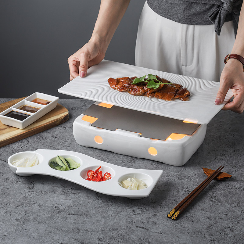 北京烤鸭盘子创意加热中式餐厅酒店片皮鸭盘饭店特色烧鸭拼盘商用