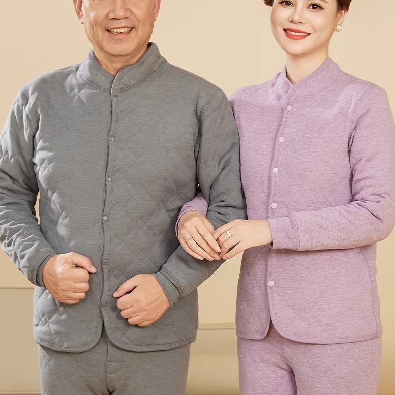 冬季长袖保暖套装开衫男女同款