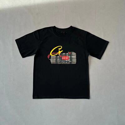 Angel King 25ss帆船粉色“C4炸弹”印花短袖T恤男女同款黄色tee