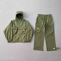 Military Green Slant Pocket Suit (Top+Pants)