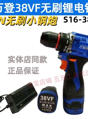 万登S16无刷锂电钻38VF55N多功能家用锂电双速充电手枪电动螺丝打