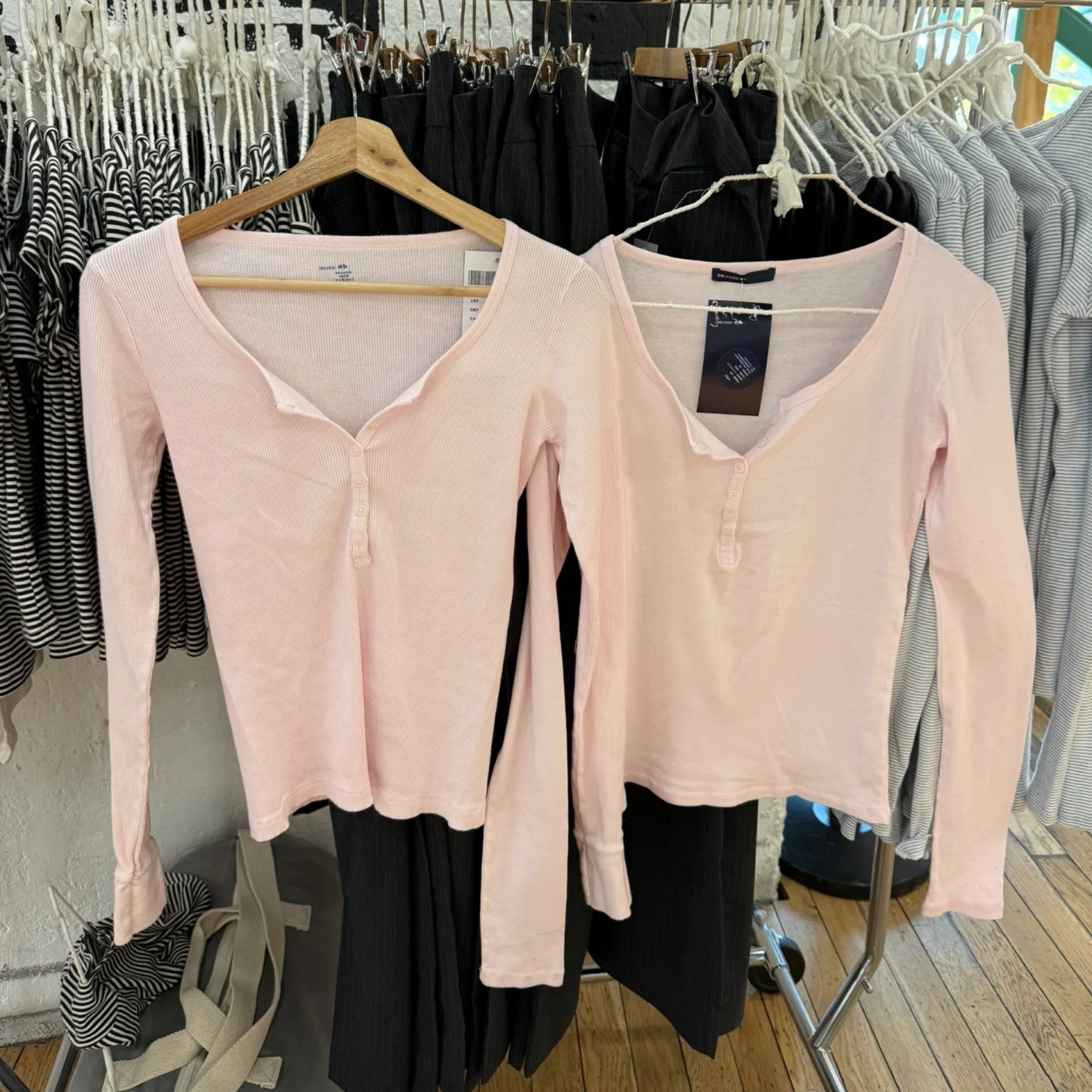 BM极简风六粒扣全棉长袖T恤