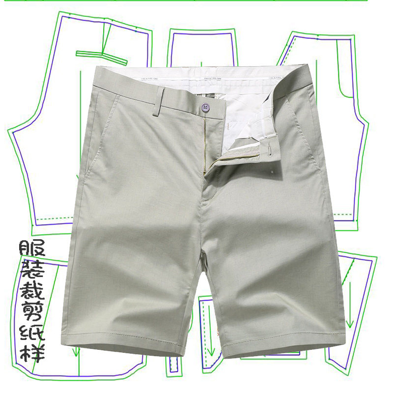 男装夏季五分裤休闲裤纸样裁剪图