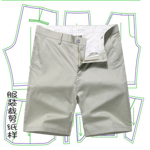 男装夏季五分裤休闲裤纸样裁剪图