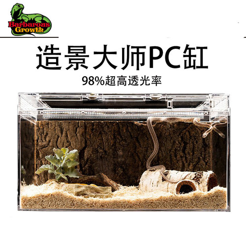 爬宠PC饲养箱蜥蜴角蛙蛇睫角守宫寄居蟹爬虫生态雨林缸造景饲养盒