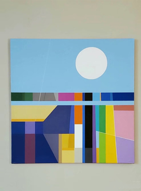 DG.纯手绘抽象几何建筑色块油画