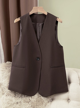 西装马甲女2025年秋季外穿大码欧货背心V领坎肩宽松时尚西服马夹