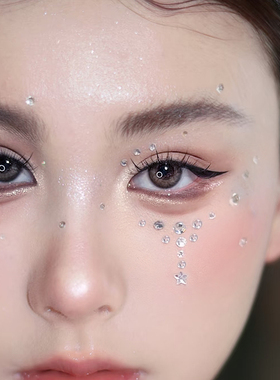 演唱会贴钻闪钻音乐电音节脸上贴饰品脸部贴薄纱蝴蝶免胶自粘贴纸