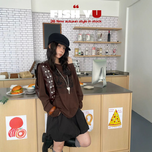 现货FISHYU早秋新款韩版泡泡花苞后松紧腰蓬蓬裙短裙休闲裙裤
