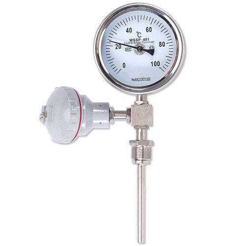 pt100热电阻双金属温度计 wssp-481 远传温度表 10*150MM 0-100℃