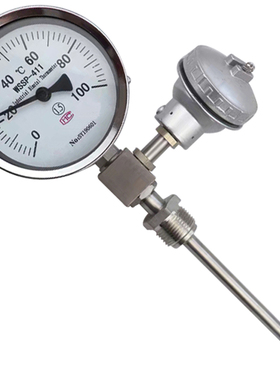 一体化远传双金属温度计wssp-411b 带pt100热电阻 4-20mA 0-100℃