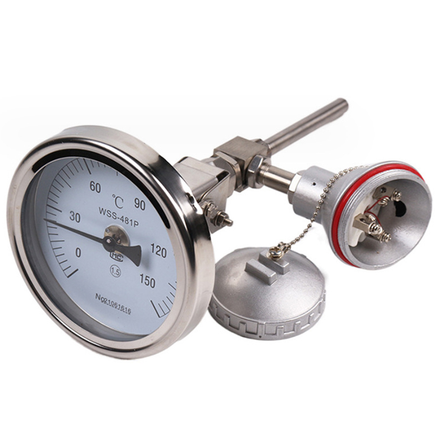 wss-481p 远传双金属温度计 wssp-461 不锈钢远传温度表 0-150℃