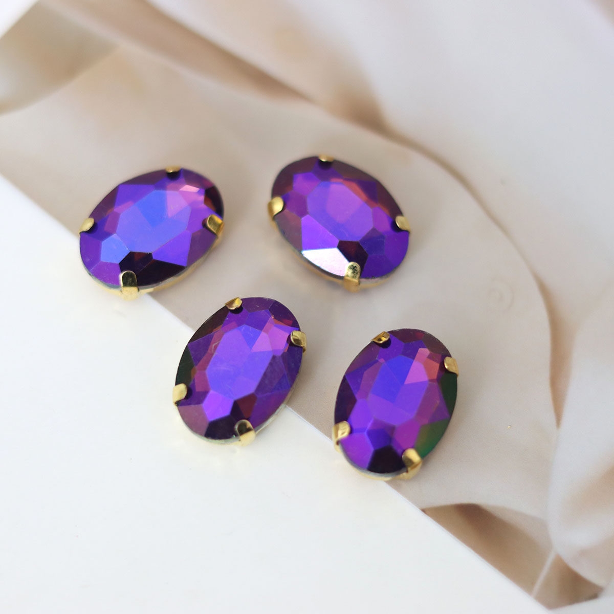 椭圆紫色炫彩DIY水钻饰品配件