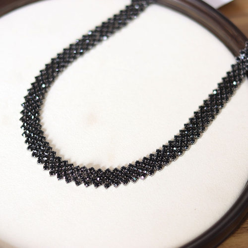 黑色斜纹玻璃水钻链条DIY饰品