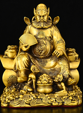 黄铜天师钟馗神像摆件铜棺材坐天师钟馗发坐钟馗铜像工艺品