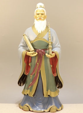 祥狮彩绘姜太公铜像摆件姜太公钓鱼站像姜子牙神像拿打神鞭封神榜