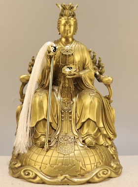 黄铜地母娘娘铜像摆件地母元君后土娘娘铜塑像家居供奉饰品