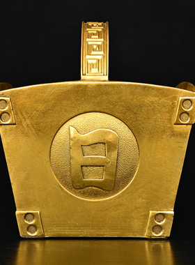 黄铜日进斗金铜斗摆件聚宝盆四方纳财粮仓家居办公室装饰工艺