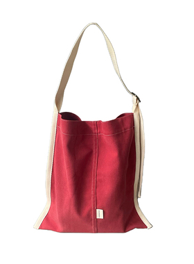i botherme「假期漫游」绛红 水洗棉 原创单肩托特包帆布袋斜挎包